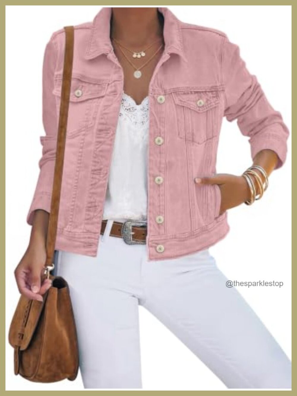 Women's Stretch Fit Denim Jean Jacket with Collar & Flap Pockets